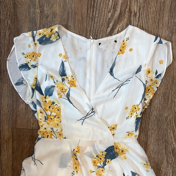 Lulus French Countryside White Yellow Floral Print High-Low Dress Women's Small - Picture 3 of 15